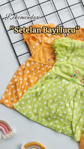 Baju Bayi Perempuan Dress Anak 0-6 Bulan Lucu Set Celana