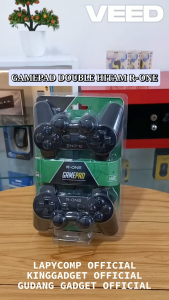 Gamepad Double Getar R-One - Acc PC Gaming Joystick PlayStation Murah - Stik PS USB Murah Getar Full Hitam - Joypad Interaktif untuk 2 Pemain dengan Getaran Kejut Ganda (Compatible Win9x/ME/XP/Vista/7)