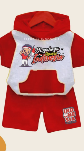 Setelan Anak Hoodie Celana Pendek Kemerdekaan Indonesia Usia 1-5 Tahun Set Anak Terbaru