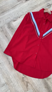 SJM KEMEJA MERAH PUTIH KNIT RAJUT VEST KEREN BAHAN KATUN POPLIN LENGAN PANJANG 8195