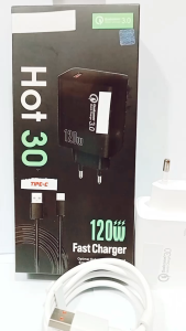 Charger HP For INF HOT 30 Fast Charger 120W Batok Adapter + Kabel USB Support Fast Charging