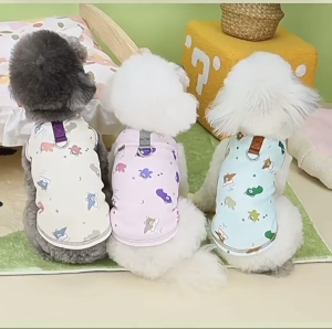 Pet Stary Bear Sando With Leash Ring Pet Dogs Pet Supplies Breathable Sando Puppy Clothing Clothes Sando