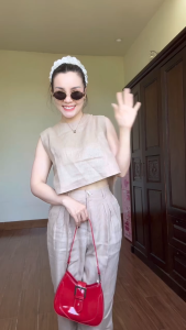 A75 Bộ Đũi Áo Nơ Lưng Quần Suông