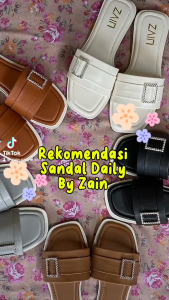 ZAIN - IZZY Sandal Wanita Teplek Korea Casual Sendal Slop Empuk Flat Cewek Kasual Rumahan Karet Korean Style Premium Kekinian Terbaru Shoes