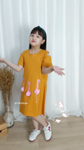 Baju Pakaian Anak Cewek Perempuan Dress Usia Tanggung Umur 3 4 5 6 7 8 Bordir Flamingo Cute