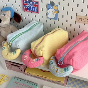 Cream Puff Pouch Tempat Make Up dan Alat Tulis Serbaguna Soft Nylon Warna Cerah JCTP82