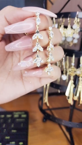 Bông tai đá xương cá đi chơi đi tiệc - hoa tai dài EI569 bông tai vàng dài nữ bông tai giả hoa tai nữ đẹp bong tai nữ kiểu bông tai vàng kiểu phụ kiện trang sức bông tai  BSTKL - [NaLa Shop]