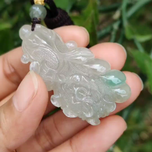 Icy Variety with good translucency and one patch of green crafted as the Chinese cabbage Natural Type A Jadeite Pendant Necklace with certificate weigh 22.88 grams 51 * 26.3 * 13.8 mm symbols of Harvest auspiciousness wealth and purity (pendant26)