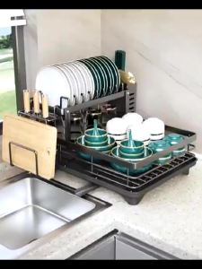 Multi-Functional Kitchen Sink Dish Rack with Durable Carbon Steel Frame and Moisture-Proof Design