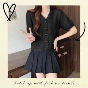 LHSunshine จัดส่งไว เสื้อผู้หญิงแฟชั่น ผ้านิ่ม ผ้าไม่หนาไม่บางใส่สบาย ใส่แล้วดูดีดูแพงสุดๆ แต่งกระดุมหน้า แมทช์ลุคไหนก็เริ่ด มีไว้สักตัวน้าาา