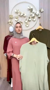 Daster crinkle terbaru 2024 Zea Long Lengan 3/4 Cringkle Airflow Premium Daster Gamis