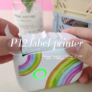 LIOTOG P12 Mini Portable Label Thermal Printer Bluetooth Wireless Label Printer with Label Sticker Wireless Bluetooth Portable Label Maker for Android/IOS