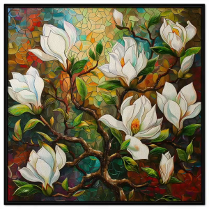 Tranh kính hoa mộc lan tranh treo tường dán tường phong thủy trang trí phòng khách nội thất in canvas.CGI-715