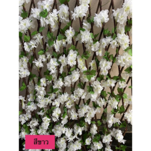 รั้วดอกไม้ตกแต่งสวน ความสูงก่อนยืด 1.2 เมตร ยืดยาวสุดได้มากกว่า 3 เมตร รั้วดอกไม้เทียม รั้วดอกไม้ปลอม แต่งสวนแต่งร้าน