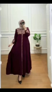 GAMIS MAROKO DRESS BORDIR TERBARU SIMPLE ELEGANT KONDANGAN MURAH