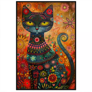 Tranh trừu tượng mèo đen cách điệu tranh treo tường dán tường trang trí phòng khách phòng ngủCGI-664