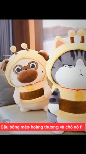 Gấu Bông Mèo Hoàng Thượng Béo Và Chó Mặt Xệ Cosplay Ong Vàng Kích thước 35-75cm - Thingkids