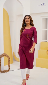 [PRE-ORDER] Size XS to 3XL Vision Silk with handmade Embroidery Kurti Only (with Cotton Inner) ~ Delivery Lead Time : 10 days