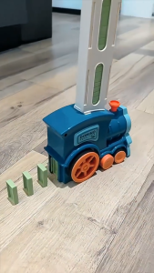Kids Electric Domino Train Car Set Sound Light Automatic Laying Dominoes Brick Blocks Game