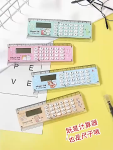 ไม้บรรทัดเครื่องคิดเลข 2in1 แถมถ่านนาฬิกามาในตัว เปิดใช้งานได้เลย 7819