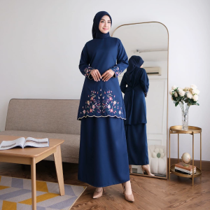 Stelan Rok Kurung Melayu Bordir Terbaru & Bahan Katun Toyobo