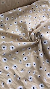 Vải Thô Linen Họa Tiết Hoa Sơn - Chất Cotton 100% Đàn Hồi Hơi Thô Nhẹ Khổ 1m48 - May Áo Sơ Mi Đầm Váy