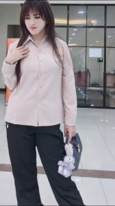 IVANATOP BISA COD KEMEJA/ATASAN WANITA KANTOR/OFFICE STYLE KOREA LENGAN PANJANG MODEL LOLITA
