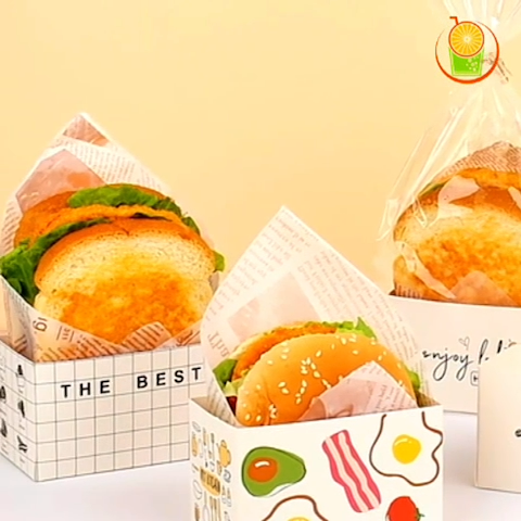 👍100pcs👍Egg Drop Sandwich Box Breakfast Toast Packing Box Paper Korean ...