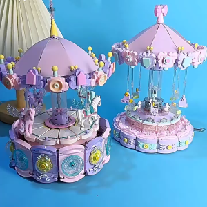 【READY STOCK】Flying Chair /Carousel Music Box DIY Building Blocks 飞椅 旋转木马 积木音乐盒 Puzzle Connection Toys 玩具礼物摆件 (TOY162)