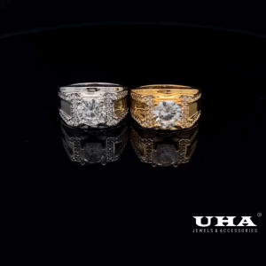 N1193 Nhẫn nam có lót lòng đính đá CZ cao cấp thiết kế đơn giản UHA