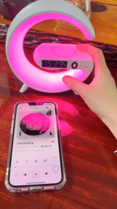 【SG Local】Mini Bluetooth Speaker Multifunctional Wireless Speaker with Alarm Clock and Color Lights Fast Charging Speaker RGB Night Light