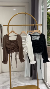 ●ECLAIRE● 043 Blouse Korea / Blouse Kasual / Casual Blouse / Blouse Import / Korean Blouse / Longsleeves Blouse / Feminim Blouse / Blouse Polos / Classy Blouse / Blouse Serut / Drawstring Blouse / Blouse Santai / 211
