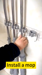 【COD】Broom Hook Holder Non Punching Wall Mounted Multifunction Self-Adhesive Storage Hook Kitchen Bathroom Organization