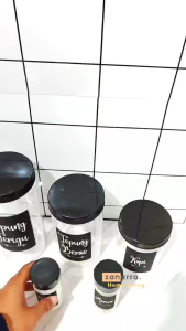 Tempat Bumbu Toples Dapur Minimalis Hitam Aesthetic Toples Bumbu Set Sendok Ada Tulisannya