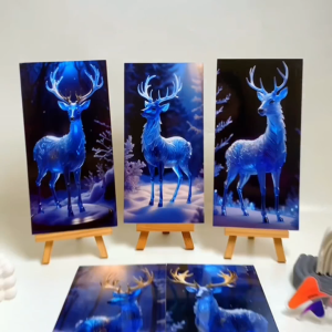 HIASAN DINDING RUSA 3D TEMA BIRU AESTHETIC 15X30CM GOLD AND BLUE DEER KAMAR DEKORASI RUMAH WALL DECOR PAJANGAN DINDING