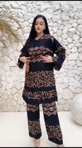 DIVASHION - Setelan Tunik Wanita Size Jumbo Motif Koin Busui Rayon Premium Adem Halus Dan Nyaman Dipakai