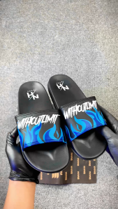 NAHA - Sandal Slop Pria Distro Wanita Karet Api Hitam Size 34 - 43