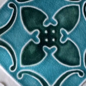 Keceramics Handmade Ceramic Tile Peranakan Pattern 2 (15.3 x 15.3 x 1 cm) Malaysian Melaka Traditional Ceramic Antique Tile Interior Design Home Wall Decoration Wall Art Wall Accent Heritage Series