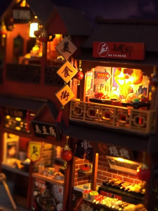 Booknook Zhong Hua Mei Shi TC27 with Dust Cover/Light 3D Wooden Puzzle Book Nook DIY Miniature Dollhouse Bookend - Chinese Manual
