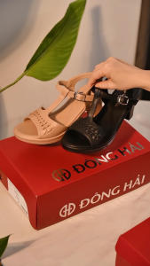 Giày Sandal Cao Gót Nữ Đông Hải Quai T-strap Gót Trụ 8cm - S32E1