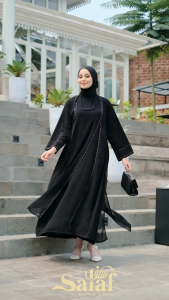 Abaya Hitam Gamis Turkey Bahan Kain Jetblack Saudi