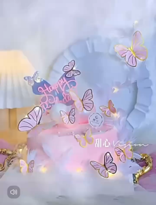 Butterfly Cake Topper Laser Colorful Happy Birthday Decoration Cake Party Partyneeds Supplies Decor