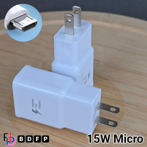 หัวชาร์จ 15W Micro BDFP สำหรับ Samsung ซัมซุง ชาร์จด่วนรวดเร็ว สายชาร์ จ ไมโคร 2A 1.2m หัวชาร์จ Usb-A US สีขาว