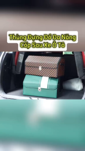Thùng Đựng Đồ Đa Năng Cốp Sau Ô Tô Bọc Da Cao Cấp Có Nắp Gấp Gọn Gàng Chứa Được Nhiều Đồ - Nhập Khẩu Chính Hãng