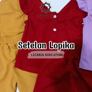 LICERIA - Setelan Anak Lopika Anak Perempuan / Set Lopika Balita Perempuan Ruffle & Celana Hotpant Harga Termurah usia 1-3 thn