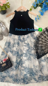 Setelan TopSkirt Anak Perempuan Tree Smoke Blue Sleveeless Korean Look