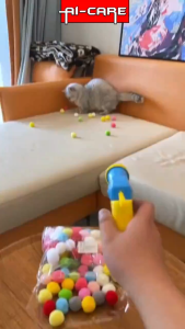 Cat Toys Interactive Launch Training Toy for Pet Kitten Stretch Plush Ball Toys Silent Toy Balls Plush Balls