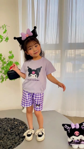 Kids Sanrio Characters & Ternos: Hello Kitty Plaid Skirt & T-Shirts for Girls 1-8 Years Old