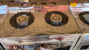 Dyna Home เตาชั้นคู่สแตนเลสทั้งตัว 2ชั้น เตาแก๊ส หัวเตาเหล็กหล่อ เตาตั้งพื้น ยี่ห้อ Dyna home รุ่น LK-222