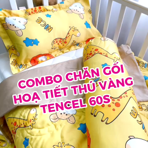 Combo chăn và gối 3 món vải Tencel 60s mát mịn  cho bé dùng mùa hè
